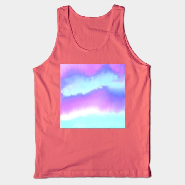 Purple and Blue Watercolor Blend Tank Top by Carolina Díaz